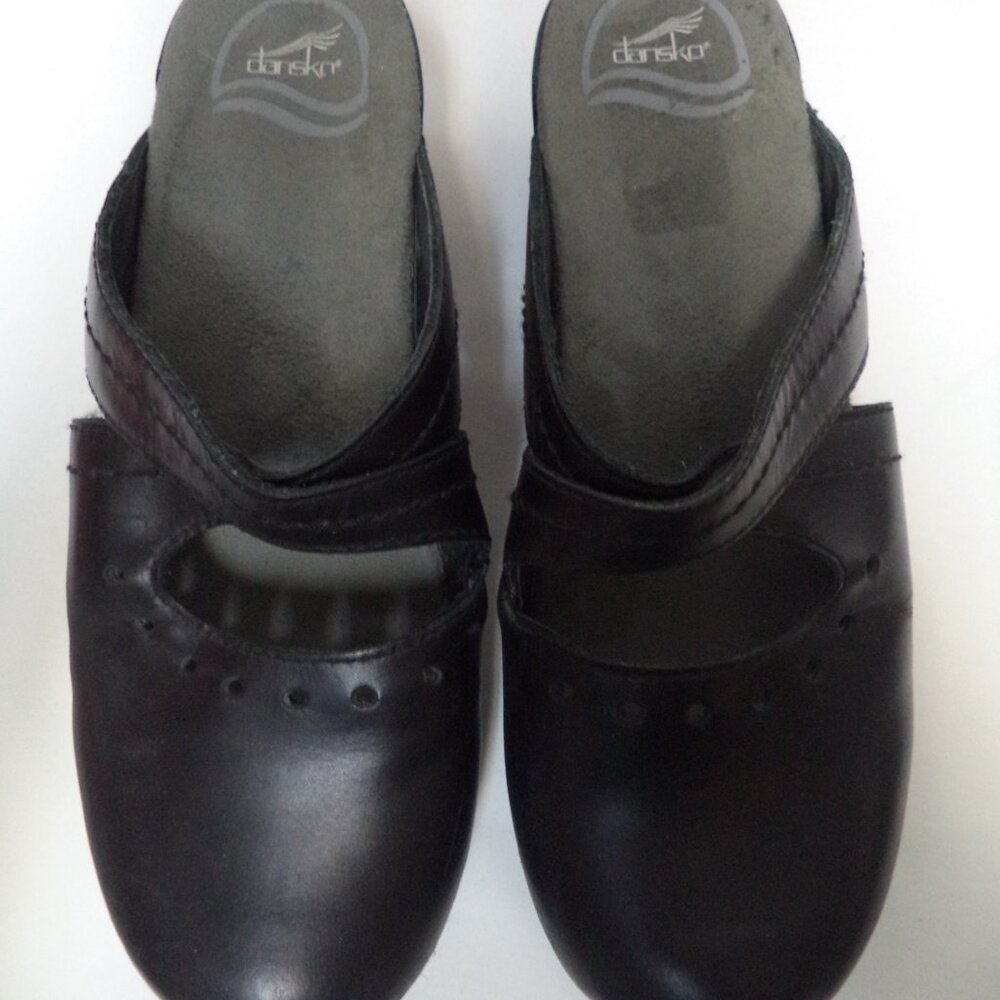 Dansko Black Leather Strap Mules - Picture 3 of 12